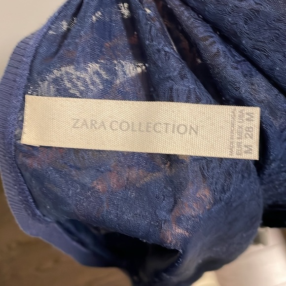 ZARA Navy Floral Pattern Cardigan - Picture 3 of 3